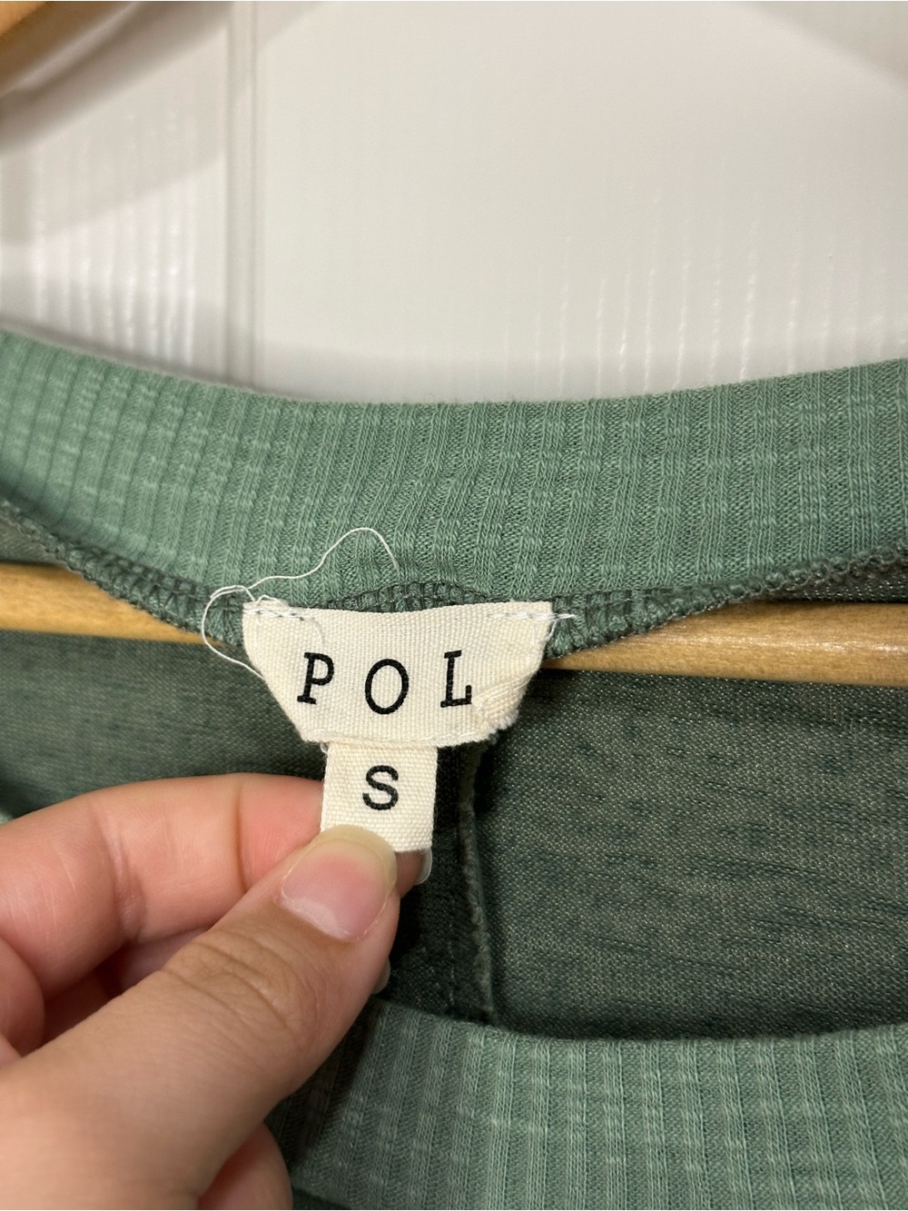 POL Mist Green Stars Patchwork Round Neck Cropped Oversized Long Sleeve S Boho - Picture 8 of 10